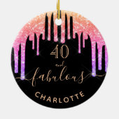 40 Fantastische verjaardag zwarte roze glitternaam Keramisch Ornament (Achterkant)