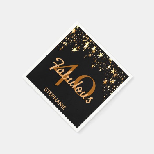 40 fantastische verjaardagsfeest zwarte gouden ste servet (Hoek)