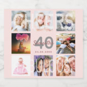 40 fantastische verjaardagsfoto collage roos goud sparkling wijnetiket (Enkel label)