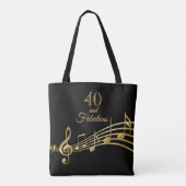 40 fantastische zwart gouden muzieknoten tote bag (Achterkant)