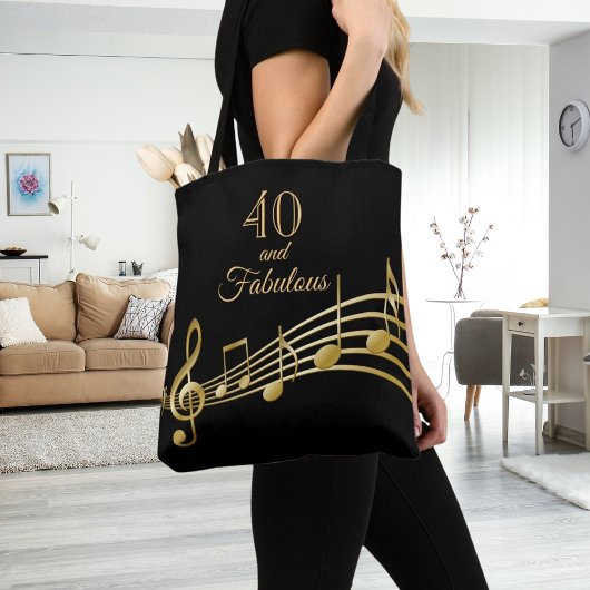 40 fantastische zwart gouden muzieknoten tote bag