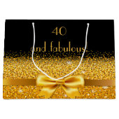 40 fantastische zwarte gouden boog verjaardag large cadeautasje (Voorkant)