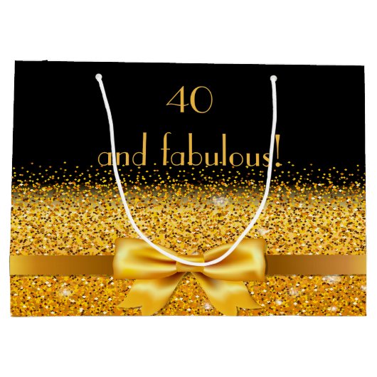 40 fantastische zwarte gouden boog verjaardag large cadeautasje (Achterkant)