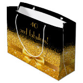 40 fantastische zwarte gouden boog verjaardag large cadeautasje (Achterkant Gekanteld)