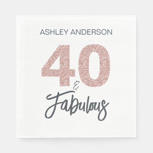 40 Feestelijke Roze Glitter 40e Verjaardagsfeest Servet (Voorkant)