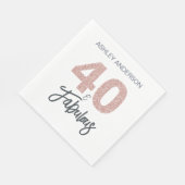 40 Feestelijke Roze Glitter 40e Verjaardagsfeest Servet (Hoek)