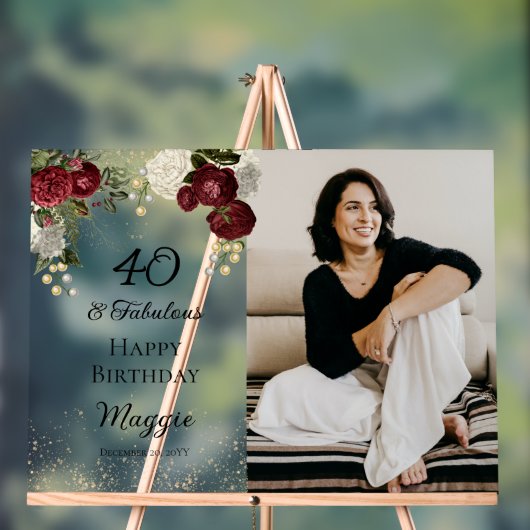 40. Floral Birthday Party (Floral-partij) van Fabu Acryl Bord (Neutraal)