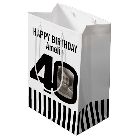 40 foto cadeautas voor zwarte en witte verjaardags (Achterkant Gekanteld)