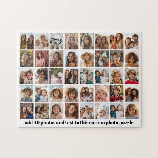 40 Foto Collage - 5 Rijen 8 Kolommen - Script Naam Legpuzzel (Horizontaal)