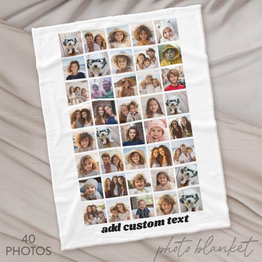 40 Foto Collage - 8 Rijen 5 Kolommen - Scriptnaam Fleece Deken