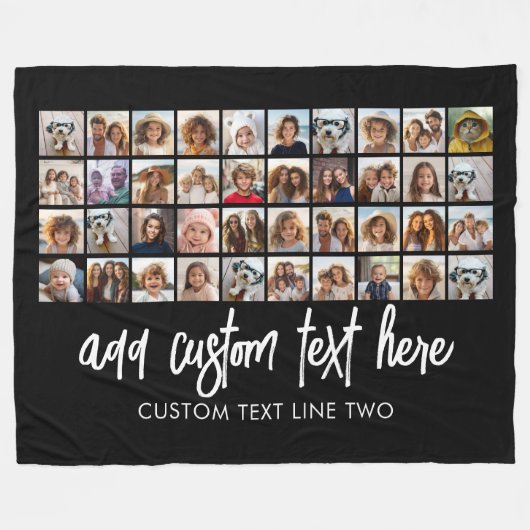 40 Fotocollage - 4 rijen 10 kolommen - Script-naam Fleece Deken (Voorkant (Horizontaal))