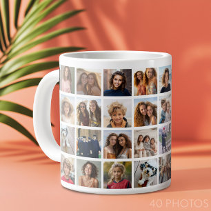 40 Fotocollage - 4 rijen 10 kolommen - Wit Grote Koffiekop