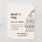 40 geïllustreerde champagnetoren 40e verjaardag kaart (Voorkant)