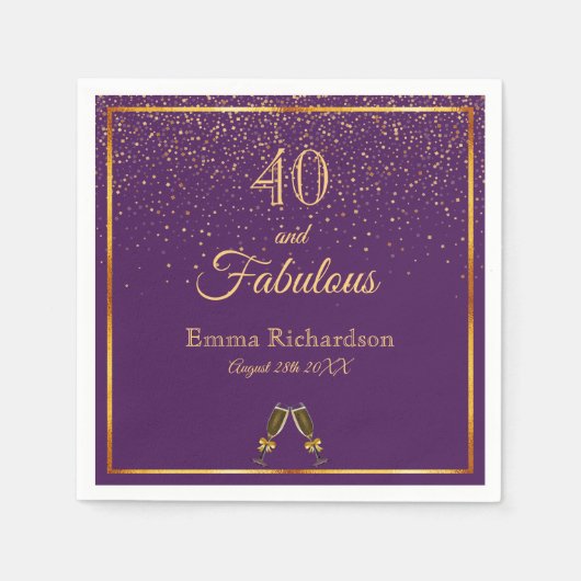 40 geweldige paarse gouden naam leuk servet (Voorkant)