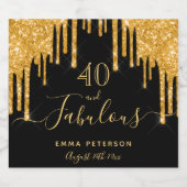 40 geweldige verjaardag zwarte glitter goudsparkle sparkling wijnetiket (Enkel label)