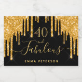 40 geweldige verjaardag zwarte glitter sparkle gol sparkling wijnetiket (Enkel label)