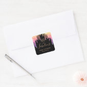 40 geweldige verjaardag zwarte regenbooglitter gla vierkante sticker (Envelop)