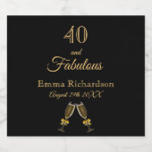 40 geweldige zwarte gouden gouden pret naam sparkling wijnetiket (Enkel label)