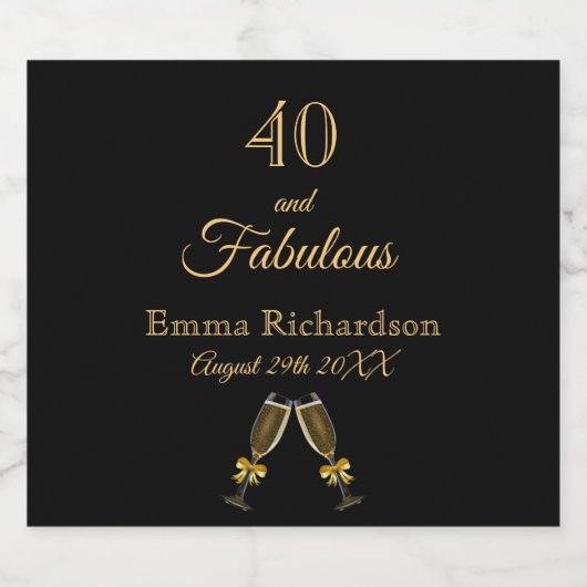 40 geweldige zwarte gouden gouden pret naam sparkling wijnetiket (Enkel label)