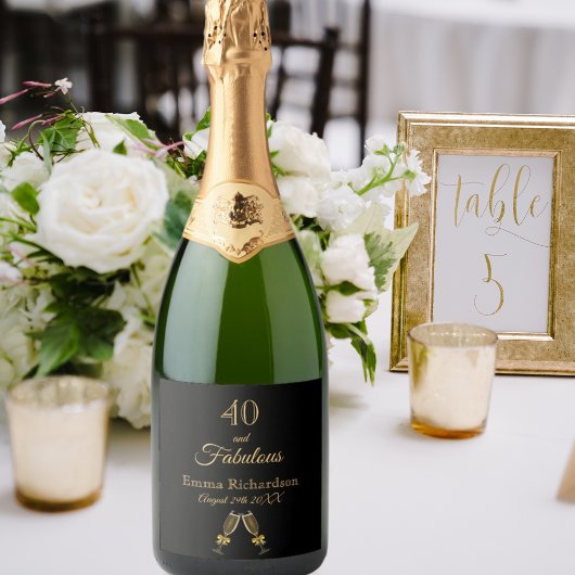 40 geweldige zwarte gouden gouden pret naam sparkling wijnetiket