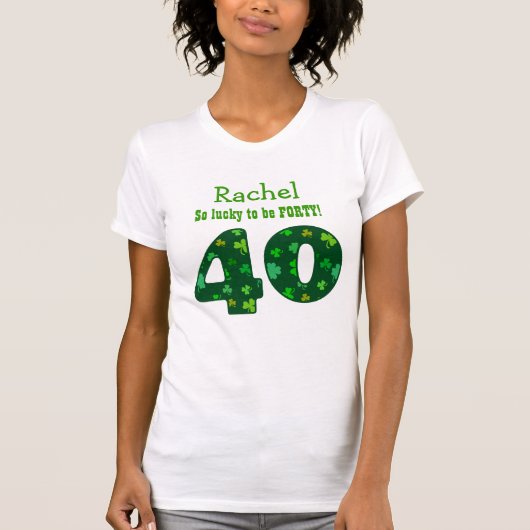 40 Goedendag Lucky Shamrock Number Custom Name V10 T-shirt (Voorkant)