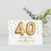 40 Gold-ballonnen en Confetti 40e verjaardag Kaart (Staand voorkant)