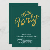 40 Groene Gold Modern 40e verjaardag Kaart (Voorkant / Achterkant)