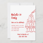 40 Hand getekende champagnetoren 40e verjaardag Kaart (Voorkant)