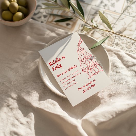 40 Hand getekende champagnetoren 40e verjaardag Kaart