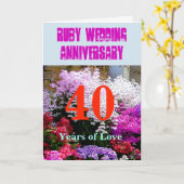 40 het robijnrode Jubileum van het Huwelijk met Kaart (Gele Bloem)