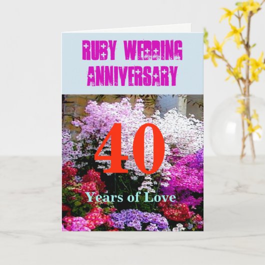 40 het robijnrode Jubileum van het Huwelijk met Kaart (Gele Bloem)