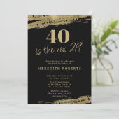 40 is de New 29 Gold Black 40th Birthday Party Kaart (Staand voorkant)