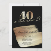 40 is de New 29 Gold Black 40th Birthday Party Kaart (Voorkant)