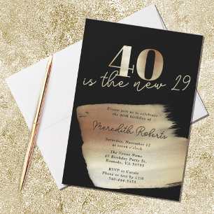 40 is de New 29 Gold Black 40th Birthday Party Kaart