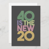 40 is de nieuwe 20 - 40ste 'Birthday' Essential-Ka Bedankkaart (Voorkant / Achterkant)