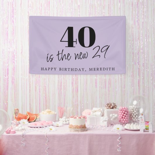 40 is de nieuwe 29 lavender 40th Birthday Party Spandoek (Feest)