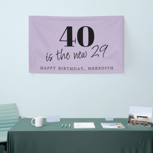 40 is de nieuwe 29 lavender 40th Birthday Party Spandoek (Beurs)
