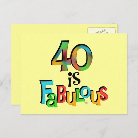 40 is Fabulous Birthday T-shirts en geschenken Briefkaart (Voorkant / Achterkant)