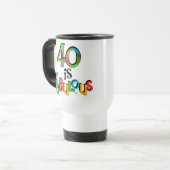40 is Fabulous Birthday T-shirts en geschenken Reisbeker (Voorkant links)