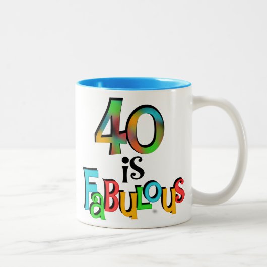 40 is Fabulous Birthday T-shirts en geschenken Tweekleurige Koffiemok (Rechts)