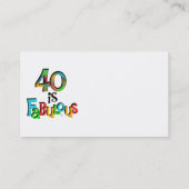 40 is Fabulous Birthday T-shirts en geschenken Visitekaartje (Achterkant)