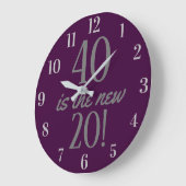 40 is het nieuwe 20 Fun 40th Birthday Paars Grote Klok (Hoek)