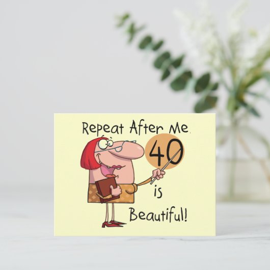 40 is mooie Tshirts en cadeautjes Briefkaart (Staand voorkant)