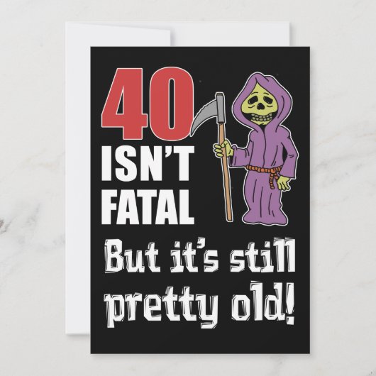 40 is niet fataal maar oude grappige Grim Reaper u Kaart (Voorkant)