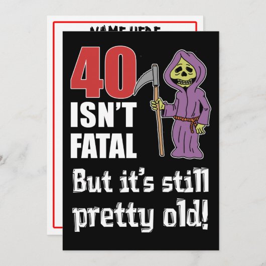 40 is niet fataal maar oude grappige Grim Reaper u Kaart (Voorkant / Achterkant)