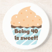 40 is Sweet Birthday T-shirts en cadeautjes Zandsteen Onderzetter (Voorkant)