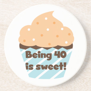40 is Sweet Birthday T-shirts en cadeautjes Zandsteen Onderzetter