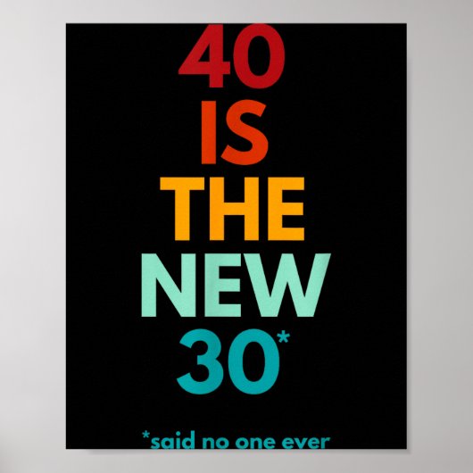 40 Is The New 30 Said Ever, Funny 40th Birthday  Poster (Voorkant)