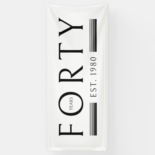 40 jaar 40e verjaardagsfeest wit spandoek (Verticaal)