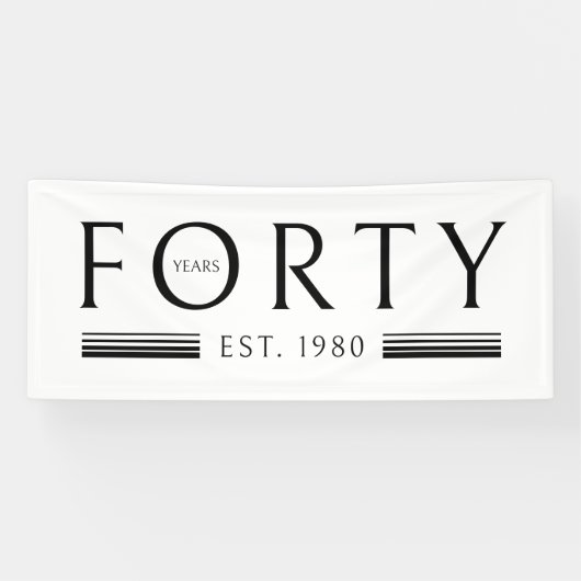 40 jaar 40e verjaardagsfeest wit spandoek (Horizontaal)